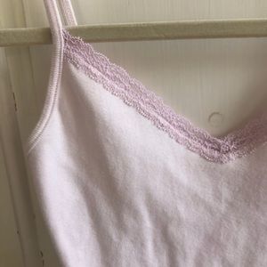 brandy melville baby pink tank with lace details
